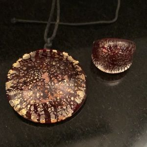 Glass Pendant & Match Glass Ring
